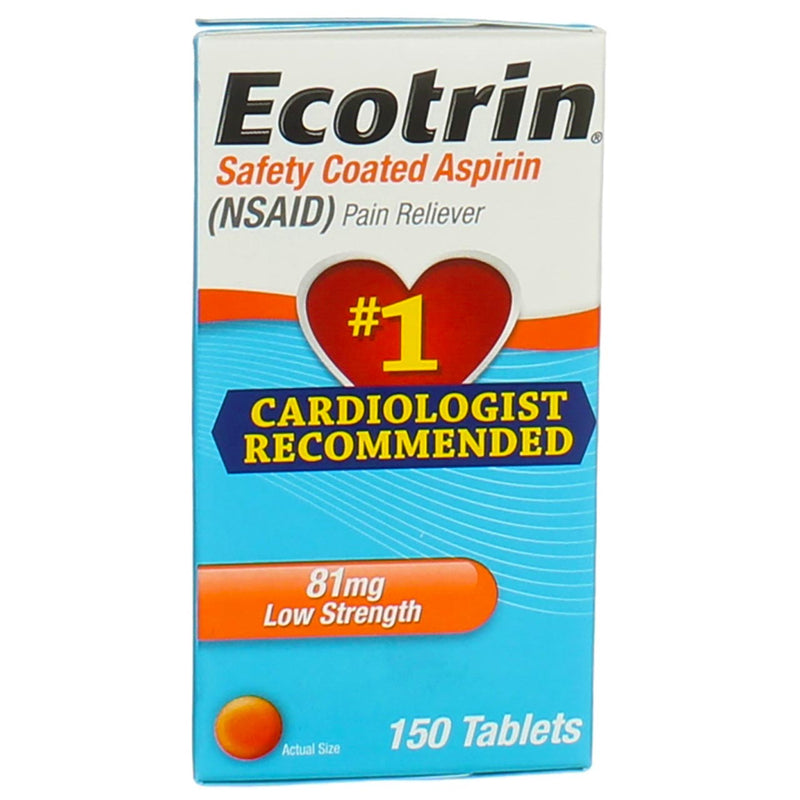 Ecotrin 81 mg Safety Coated Enteric Aspirin, Low Strength Tablets 150 ea Pack of 2