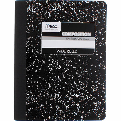 Mead Square Deal Composition Book, Wide Ruled, 100 Sheets, Black Marble