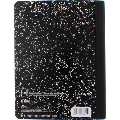 Mead Square Deal Composition Book, Wide Ruled, 100 Sheets, Black Marble