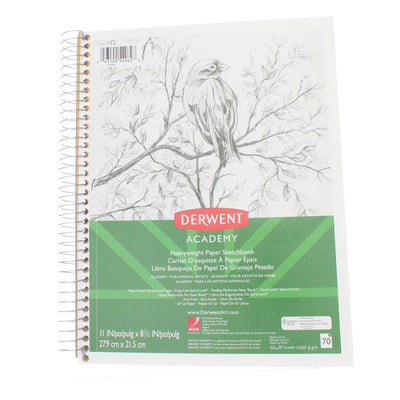 Derwent Academy Spiral Sketchbook, Heavyweight, 11in X 8.5in, 70 Sheets