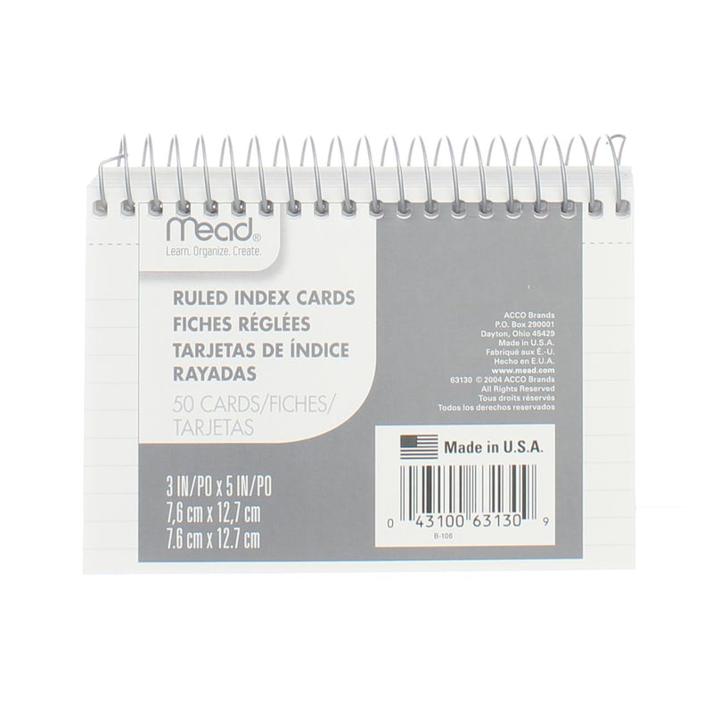 Mead Wirebound Ruled Index Cards, 3 X 5 Inches (63130)