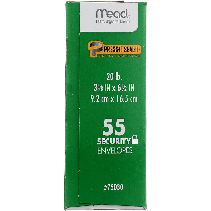 Mead Press-It Seal-It Security Envelopes, 3.625in X 6.5in, 