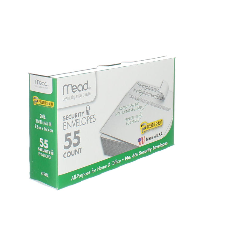 Mead Press-It Seal-It Security Envelopes, 3.625in X 6.5in, 