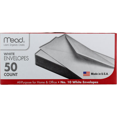 Mead White Envelopes, 4.125in X 9.5in, #10, 50 Ct