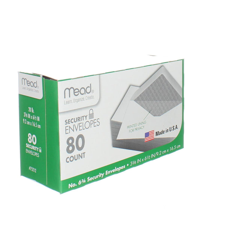 Mead Security Envelopes, 3.625in X 6.5in, 