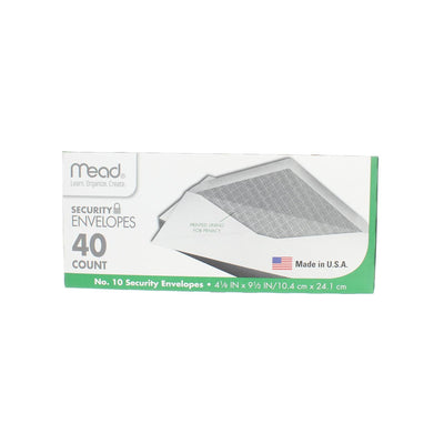 Mead Security Envelopes, 4.125in X 9.5in, #10, 40 Ct
