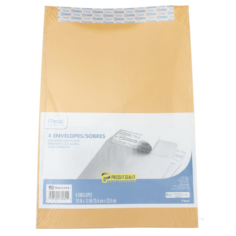 Mead Press-It Seal-It Envelopes, 10in X 13in, 4 Ct
