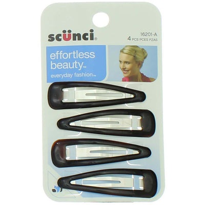 Scunci Effortless Beauty Slide Clip Hair Barrettes, 4 Ct