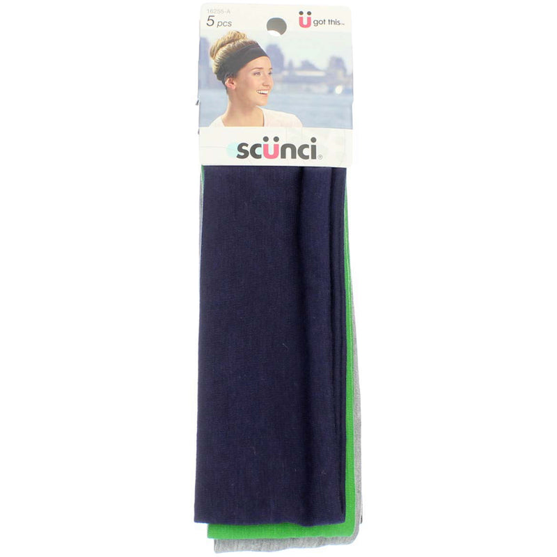 Scunci Effortless Beauty Multi-Color Pack Headwraps, Assorted Colors, 5 Ct