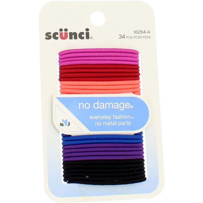 Scunci No Damage Hair Elastics, Assorted Colors, 34 Ct