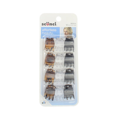 Scunci Effortless Beauty Everyday Hair Clips, Assorted Colors, 12 Ct