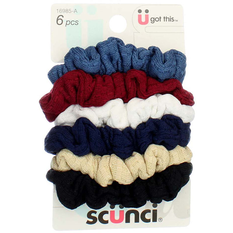 Scunci Mini Waffle Twisters Hair Scrunchies, Assorted Colors, 6 Ct