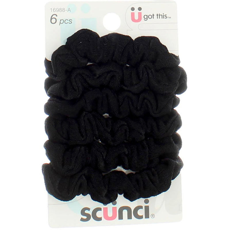 Scunci Mini Slinky Black Twister Hair Scrunchies, Black, 6 Ct