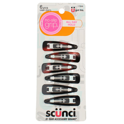 Scunci No Slip Grip All Day Hold Snap Clips, 6 Ct