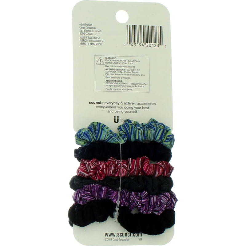 Scunci Everyday & Active Super Comfy Hair Scrunchies, Assorted Patterns, 6 Ct