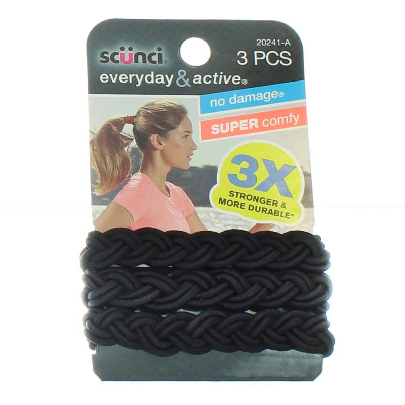 Scunci Everyday & Active 3x Stronger Hair Ties, 3 Ct