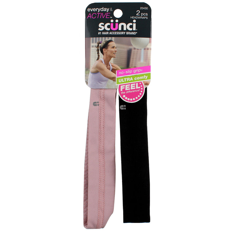 Scunci Everyday & Active Ultra Comfy Headwraps, Assorted Colors 20430, 2 Ct