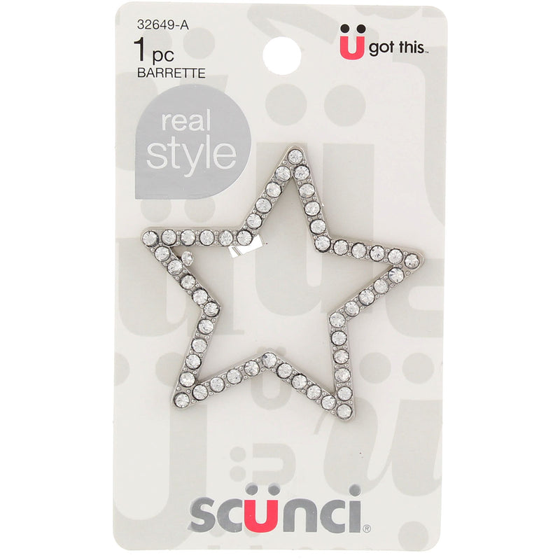 Scunci Real Style Hair Barrette, Big Star Studded