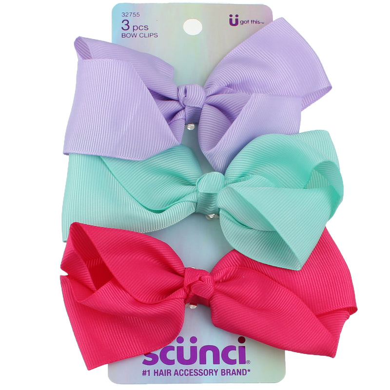 Scunci U Got This Bow Clips, Assorted, 32755, 3 Ct