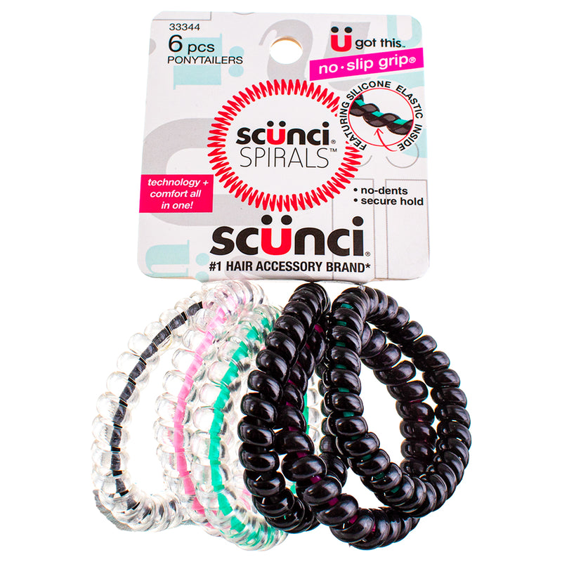 Scunci Spiral Ponytailer, Assorted Colors, 6 Ct