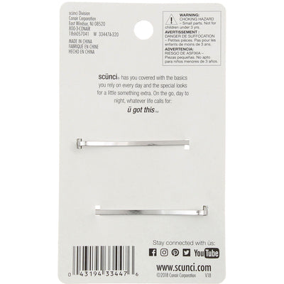 Scunci Real Style Bobby Pins, Silver, 2 Ct