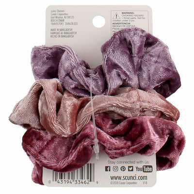 Scunci Original Scrunchies in Velvet Texture in Warm Winter Color Fashion Palette, 3ct