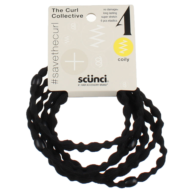 Scunci The Curl Collective Hair Elastics, Coily, 6 Ct