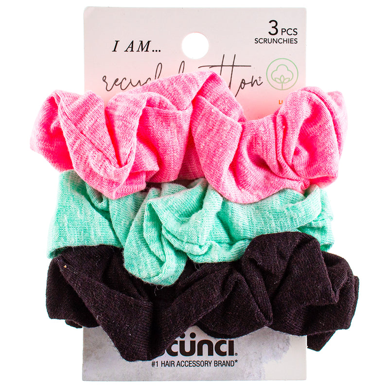 Scunci Planet Earth-Friendly Recycled Cotton Scrunchies (Colors May Vary), 3ct