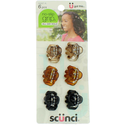 Scunci No Slip Grip All Day Hold Jaw Clips, 6 Ct