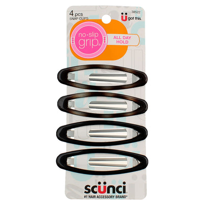 Scunci No Slip Grip No Slip Grip All Day Hold Snap Clips, Assorted, 38522, 4 Ct