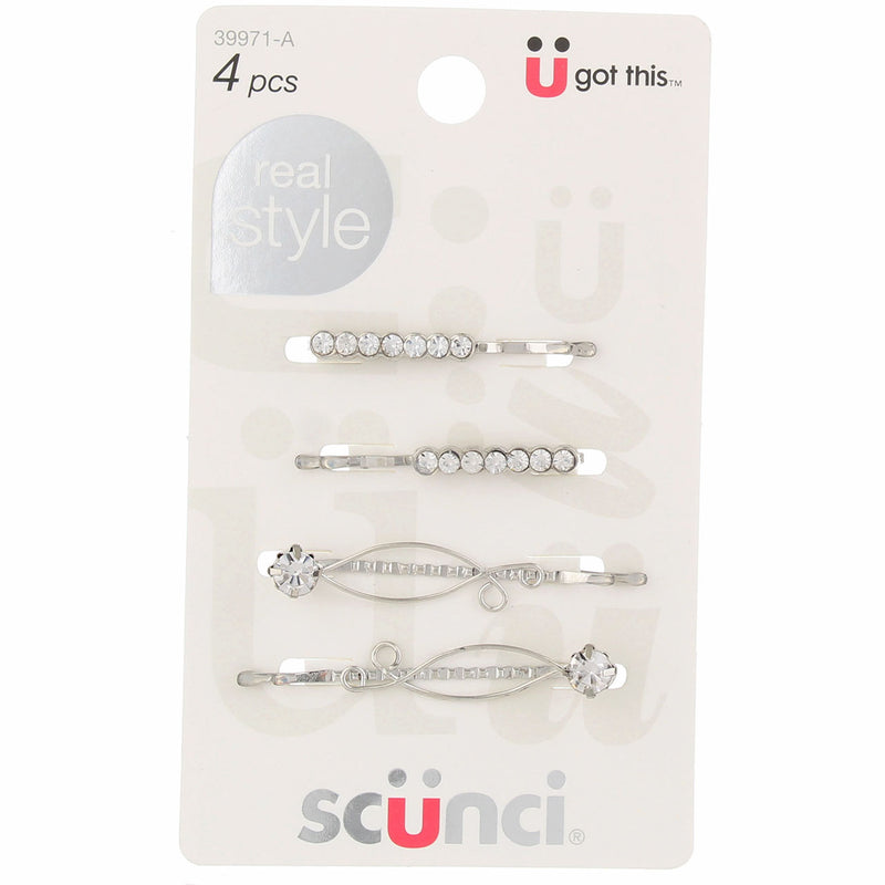 Scunci Real Style Hair Clips, 4 Ct