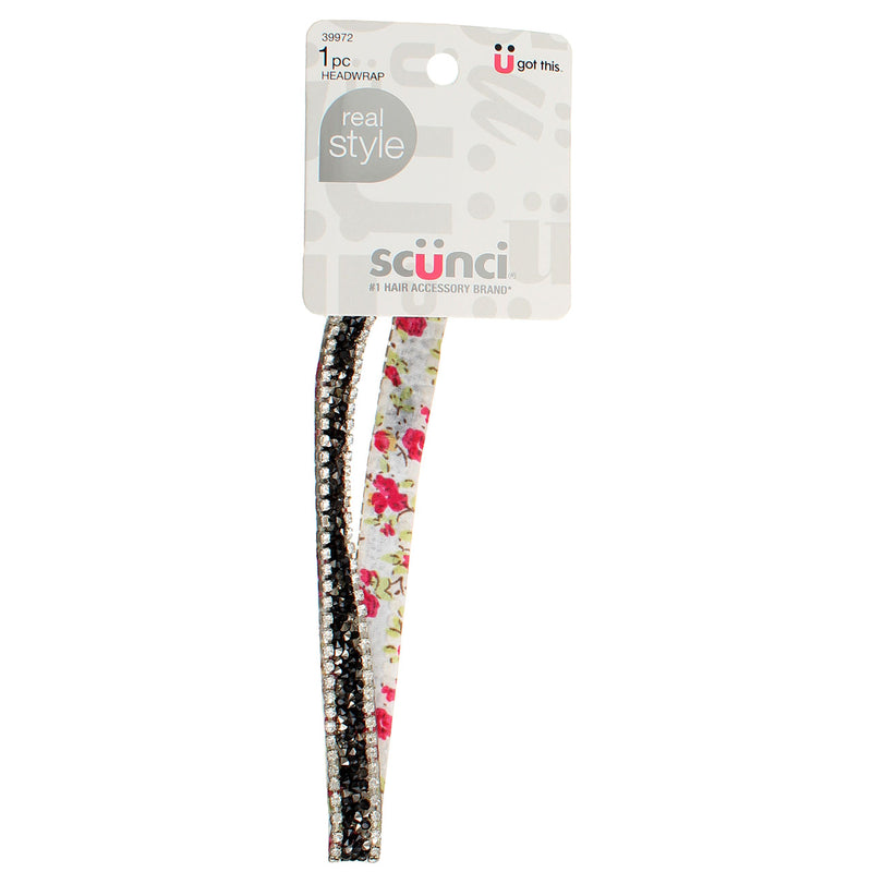 Scunci Real Style Headwrap, Floral Studded