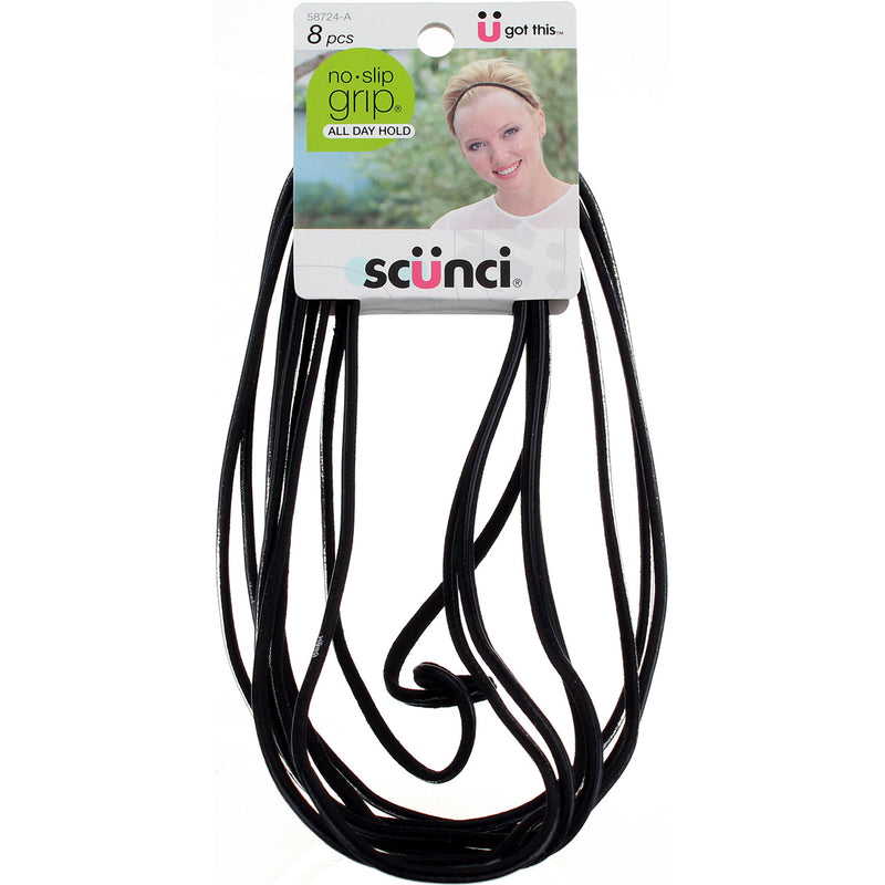 Scunci No Slip Grip Headwrap, Black, 8 Ct