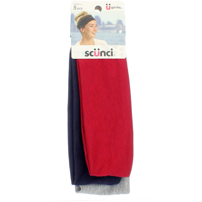 Scunci Everyday & Active Headwraps, Assorted Colors, 5 Ct