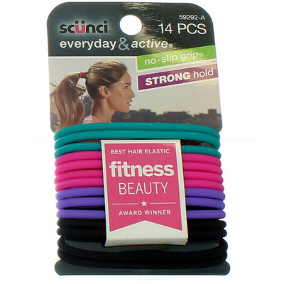 Scunci Everyday & Active Elastic Hair Tie, Assorted Colors, 14 Ct