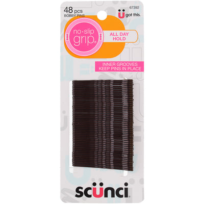 Scunci No Slip Grip All Day Hold Bobby Pins, Metallic Brown, 48 Ct