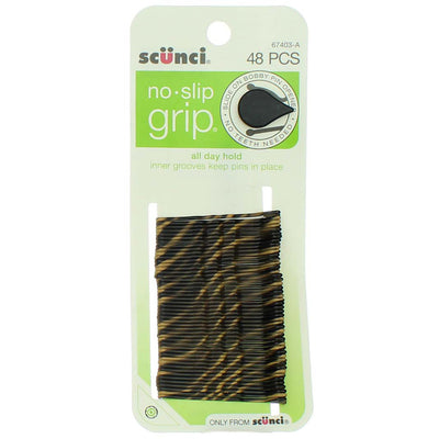 Scunci No Slip Grip All Day Hold Bobby Pins, Black And Gold Pattern, 48 Ct