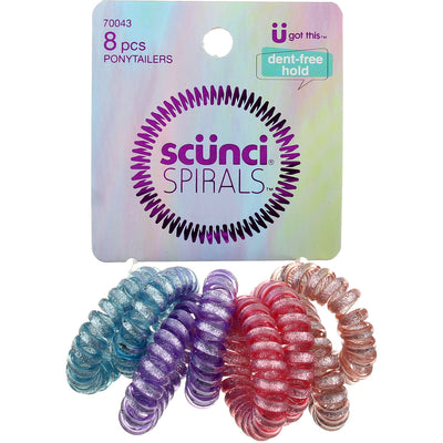 Scunci Spirals Dent-free hold Ponytailers, 8 Ct