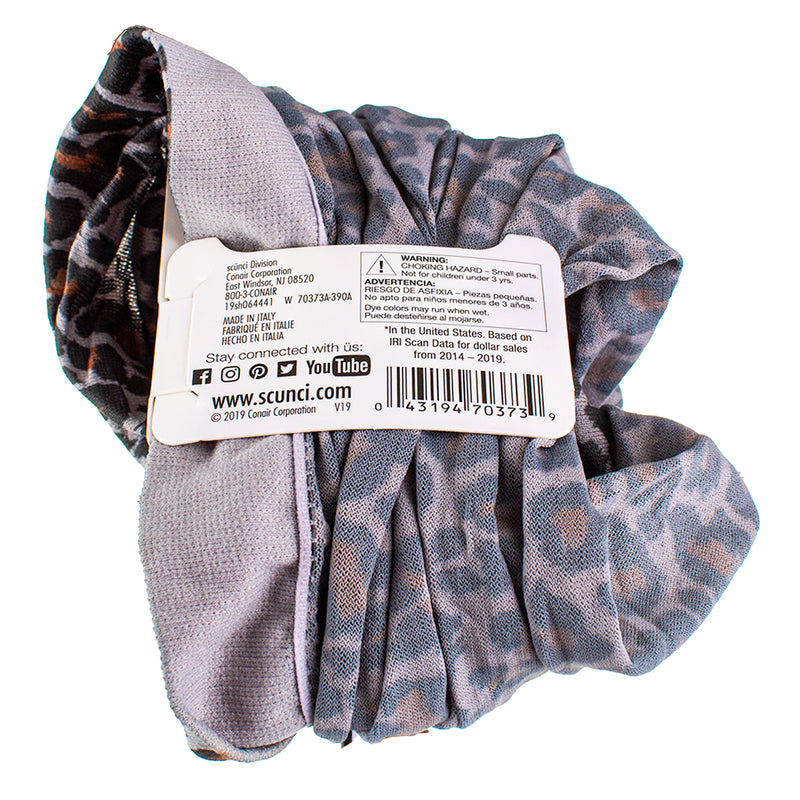 Scunci Soft Hosiery Fabric Turban Headwrap in Neutral Leopard Print, 1ct