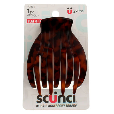 Scunci Extra Large Flat & Comfy Claw/Jaw Clip, Adjusts to All Hair Types, Tortoise Shell, 1ct