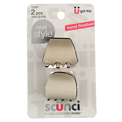 Scunci Real Style Jaw Clips, Hand Finished White, 2 Ct