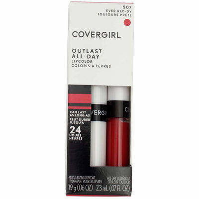 COVERGIRL Outlast All-Day Lip Color with Topcoat, Ever Red-Dy, Pack of 1