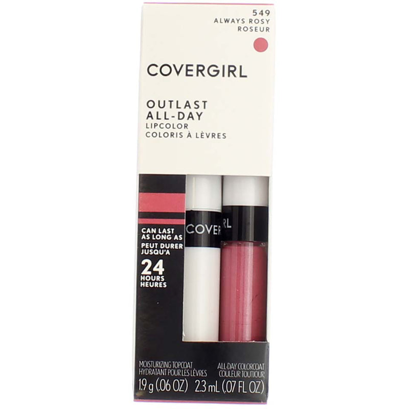 CoverGirl Outlast All-Day Lip Color, Always Rosy, 0.07 fl oz, 2 Ct