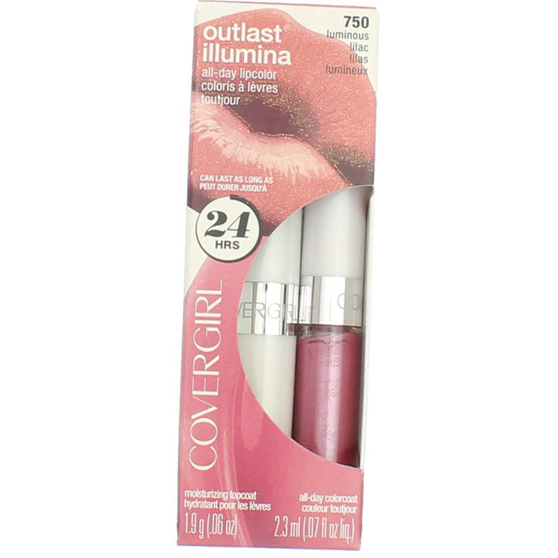 CoverGirl Outlast All-Day Lip Color, Luminous Lilac, 0.07 fl oz, 2 Ct