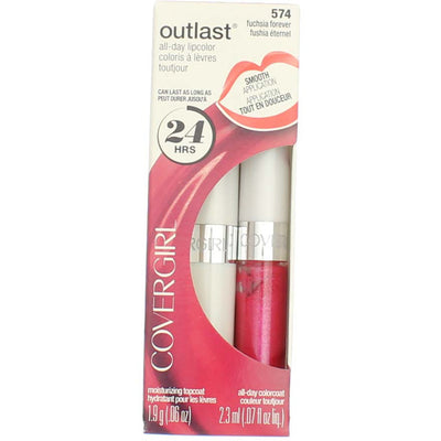 CoverGirl Outlast All-Day Lip Color, Fuchsia Forever, 0.07 fl oz, 2 Ct