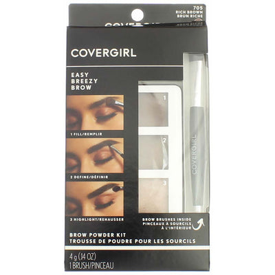 CoverGirl Easy Breezy Brow Powder Kit, Rich Brown 705, 0.14 oz