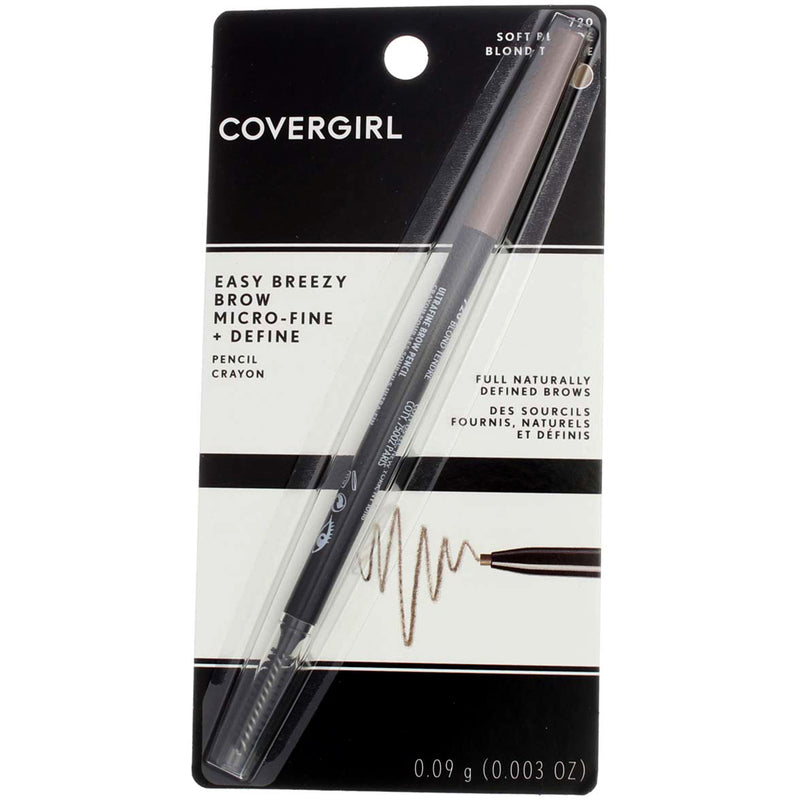 CoverGirl Easy Breezy Brow Micro-Fine, Washable Pencil, Soft Blonde, 0.003 oz