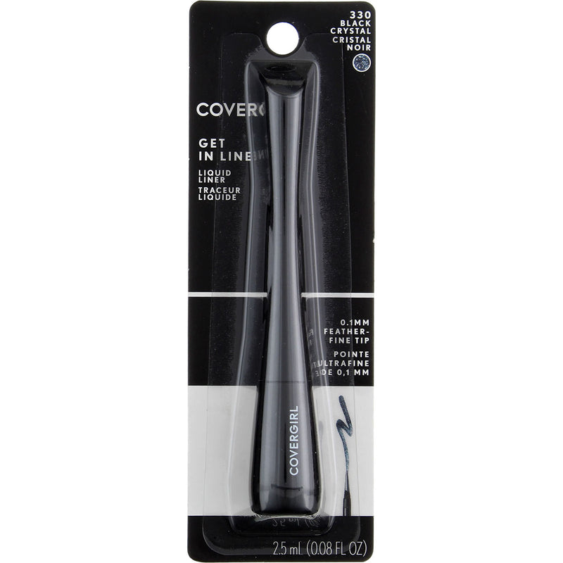 CoverGirl Get In Line Liquid Eyeliner, Black Crystal 330, Washable, 0.08 fl oz