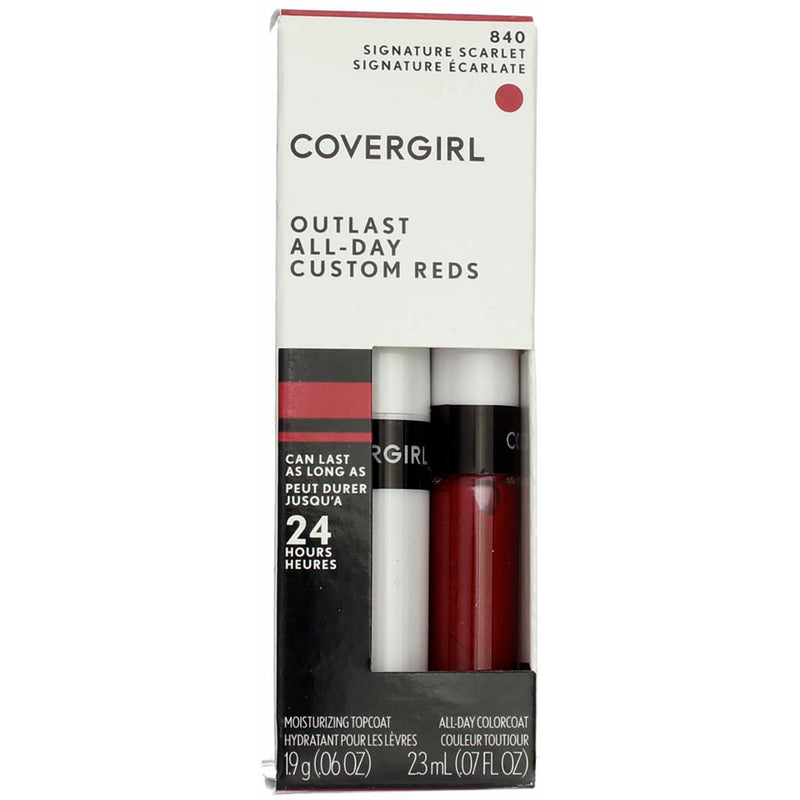 CoverGirl Outlast All-Day Custom Reds Lip Color, Signature Scarlet, 0.07 fl oz, 2 Ct