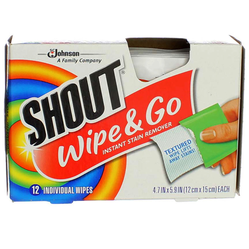 Shout Wipe & Go Instant Stain Remover Wipes, 12 CT (12 Packs of 12) 